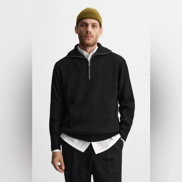 Half Zip Jumper Zara Knit Zip Up Sweatshirt PURL KNIT ZIP-UP SWEATER